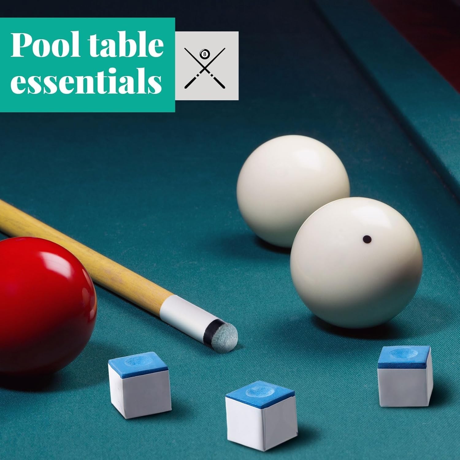 24 Pool Cue Chalks and Tips Replacement with Ferrules - Ideal for Tournaments
