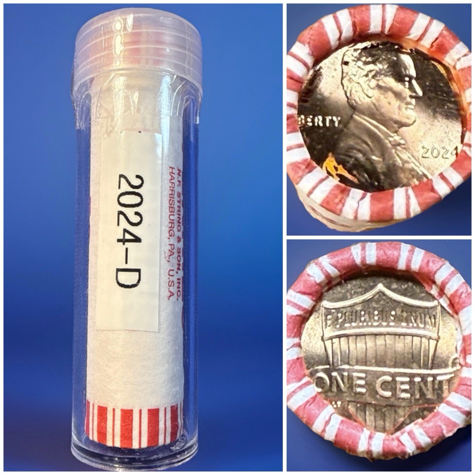2024-D Lincoln Shield Cent Roll In Plastic Tube. Fed Wrapped OBW BU Rolls.
