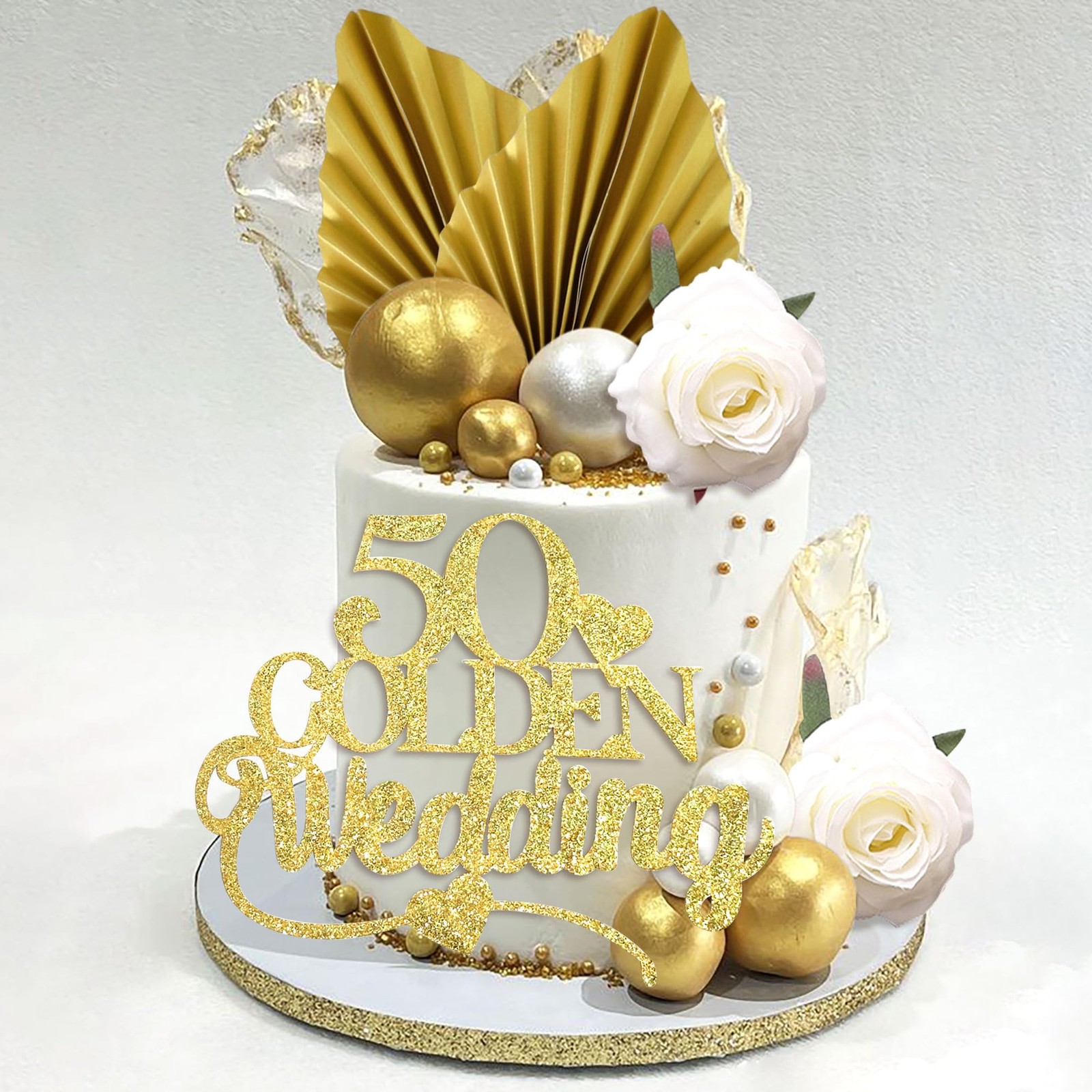 Glitter Happy 50th Anniversary Cake Topper 50 Golden Years Cake Topper 50th W...