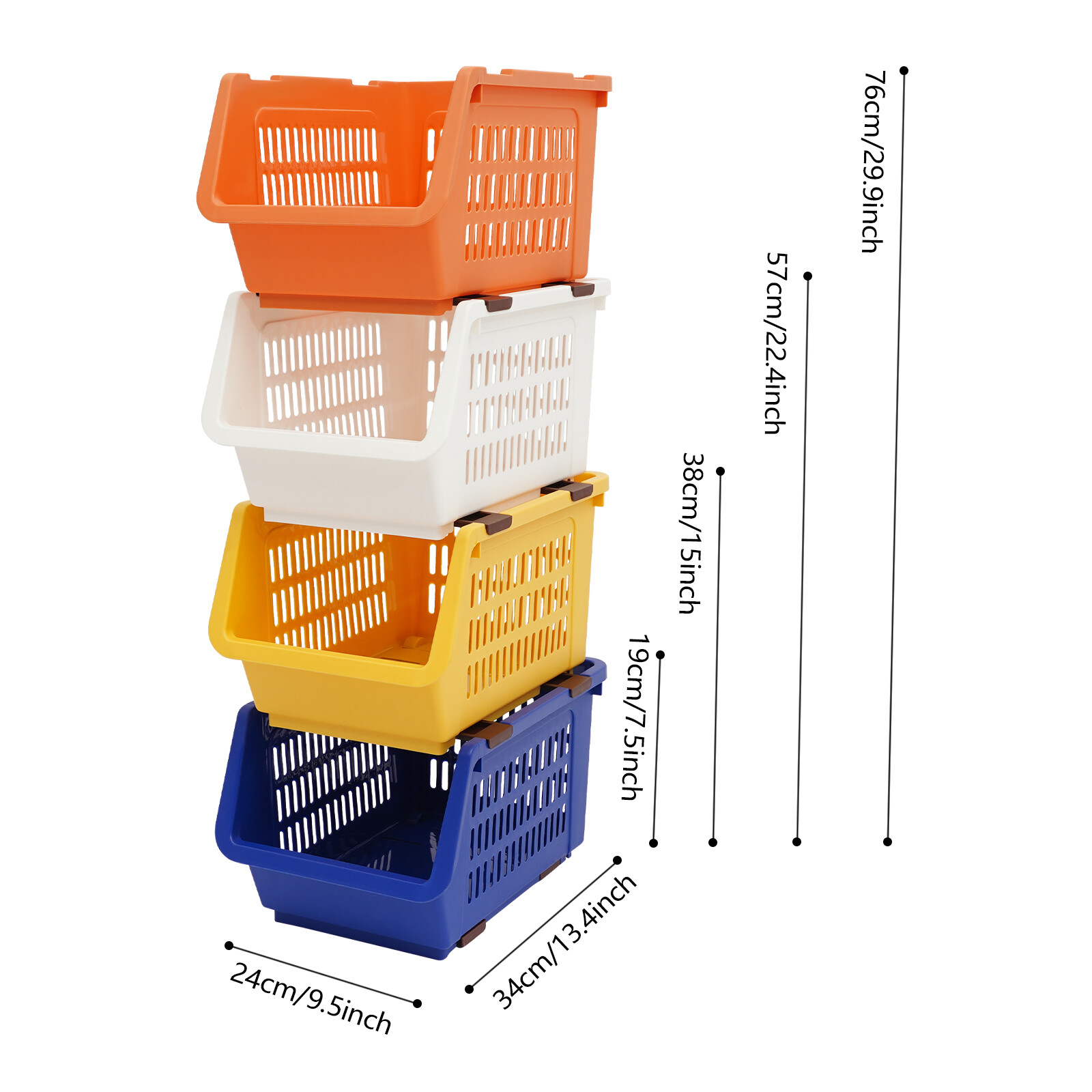 4 PCS Stacking Storage Baskets Stackable Organizing Bins Household Holding Cases