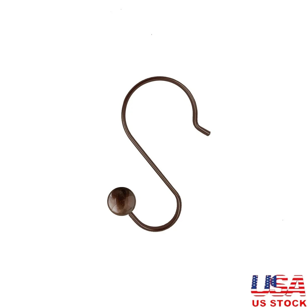 Rust-Proof Stainless Steel Shower Hooks Set of 12 S-Shaped Decorative Ball Desig