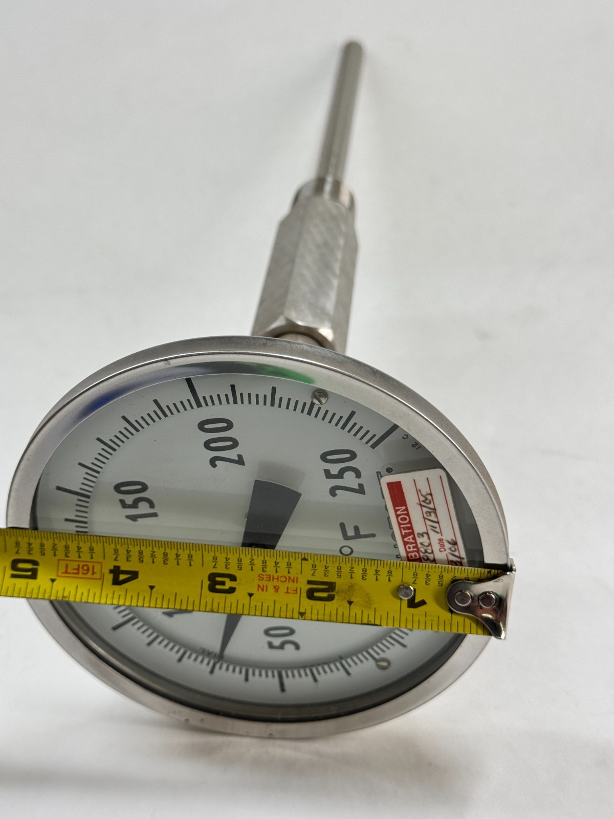 ASHCROFT Adjustable Angle Thermometer, 0-250F, 5" Face, 8" Stem, 3/4" NPT