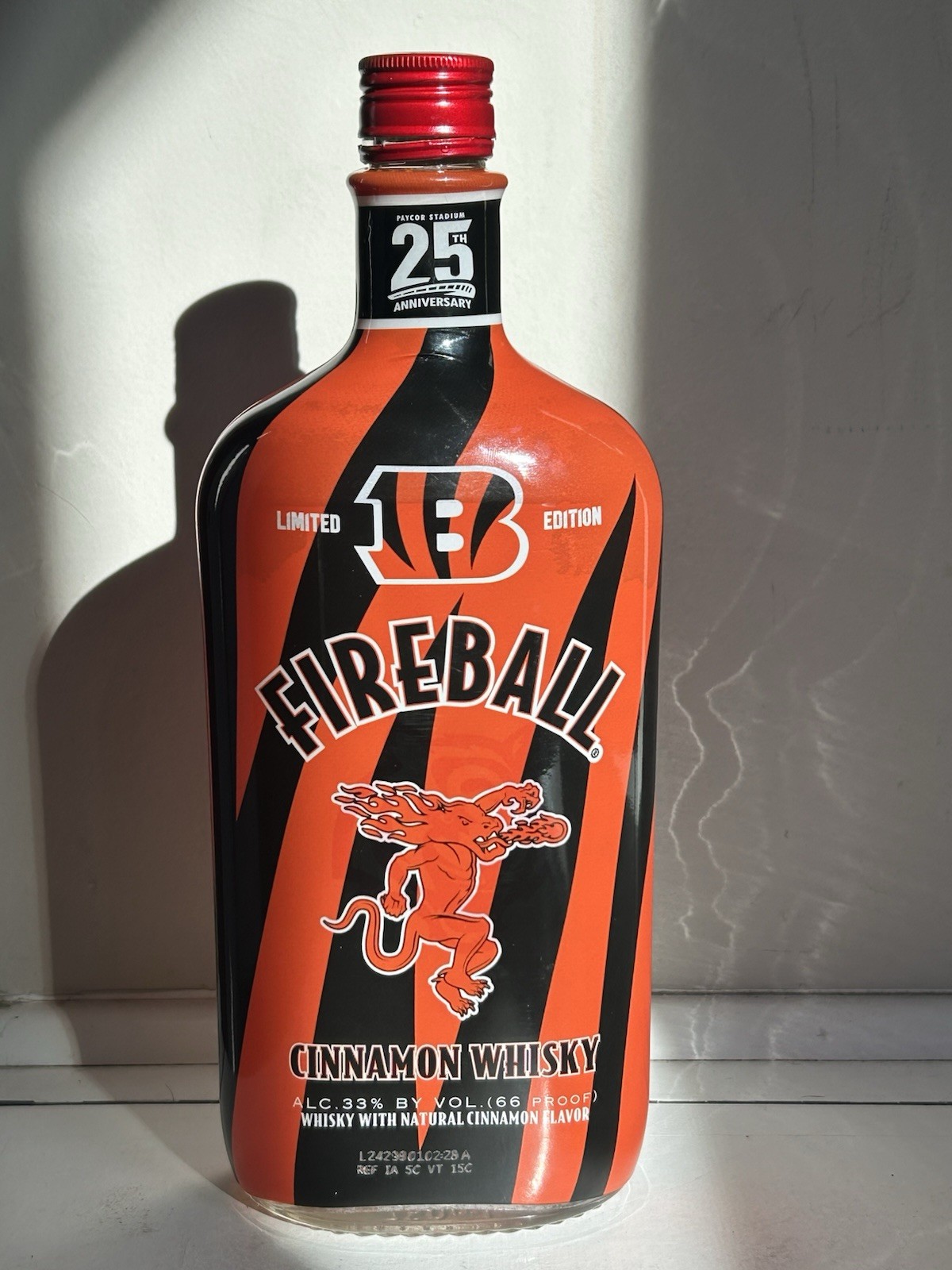 Limited Edition 25th Anniversary NFL Cincinnati Bengals Fireball Empty Bottle