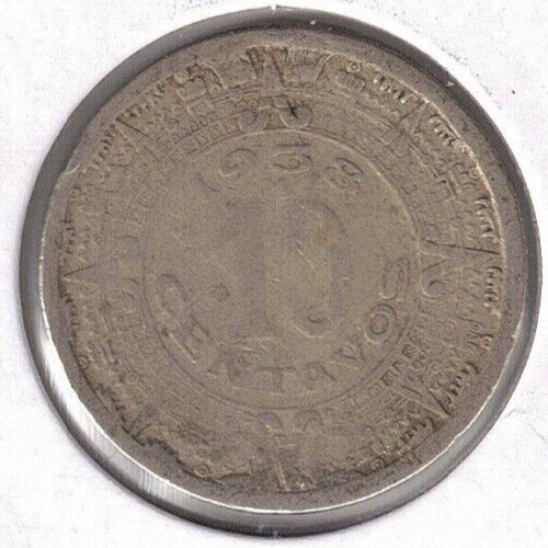 1937 Mexico Circulated Ten Centavo Coin