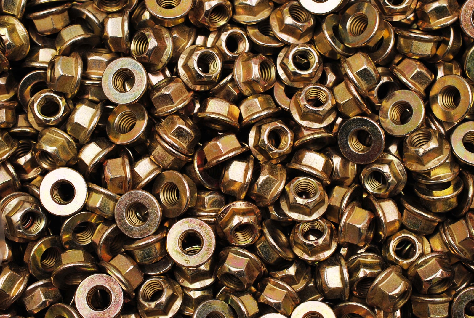 (100) Toplock Flange Nuts 7/16-14 Grade G Yellow Zinc All Metal Locking Nut 8/G