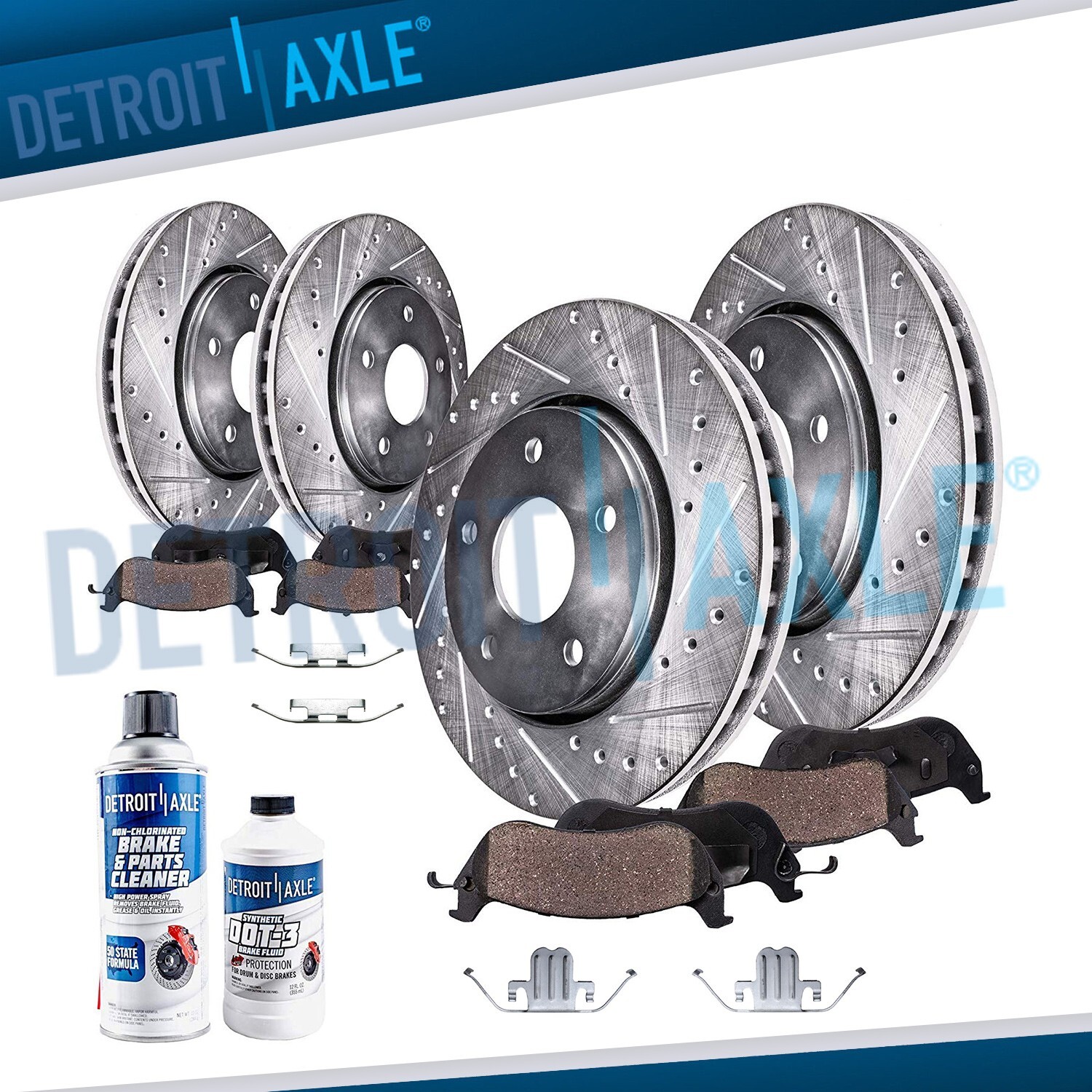 Front & Rear Drilled Slotted Rotors + Ceramic Brake Pads for 2007 BMW 328i 328xi