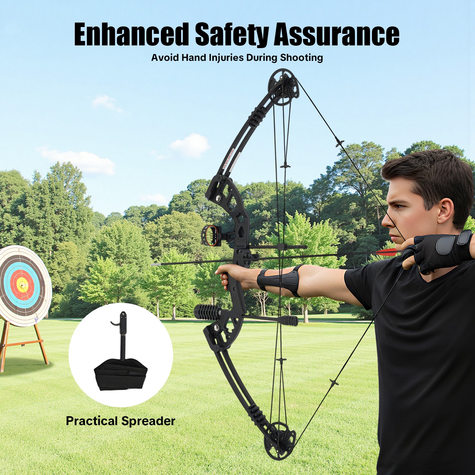 Black Archery Hunting Compound Bow Kit Beginner Archery Tool Right-Hand 30-60lbs