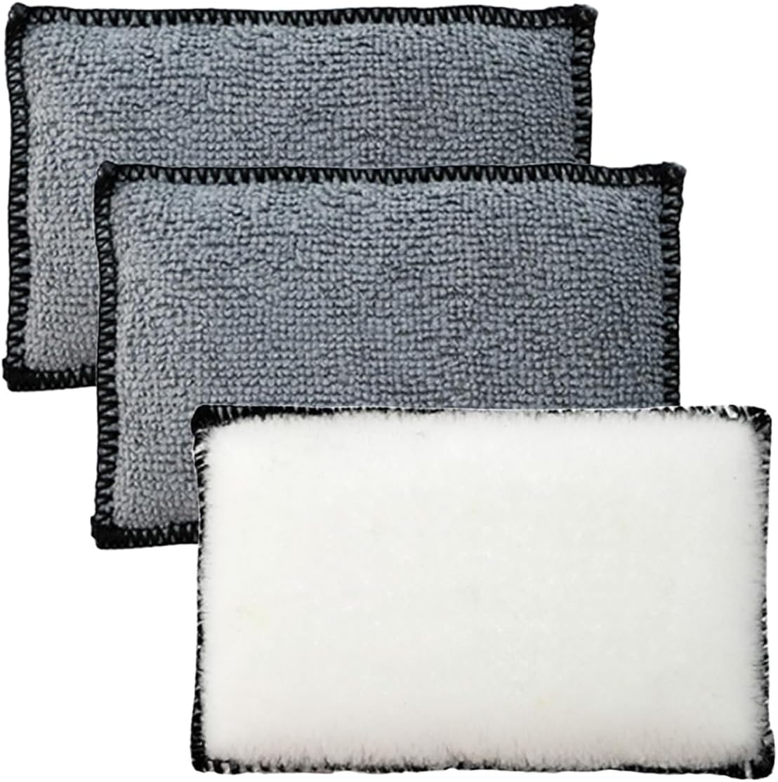 3PCS Car Interior Scrubbing Sponges, 5.5"×3.9" Microfiber Auto Cleaning Appli...