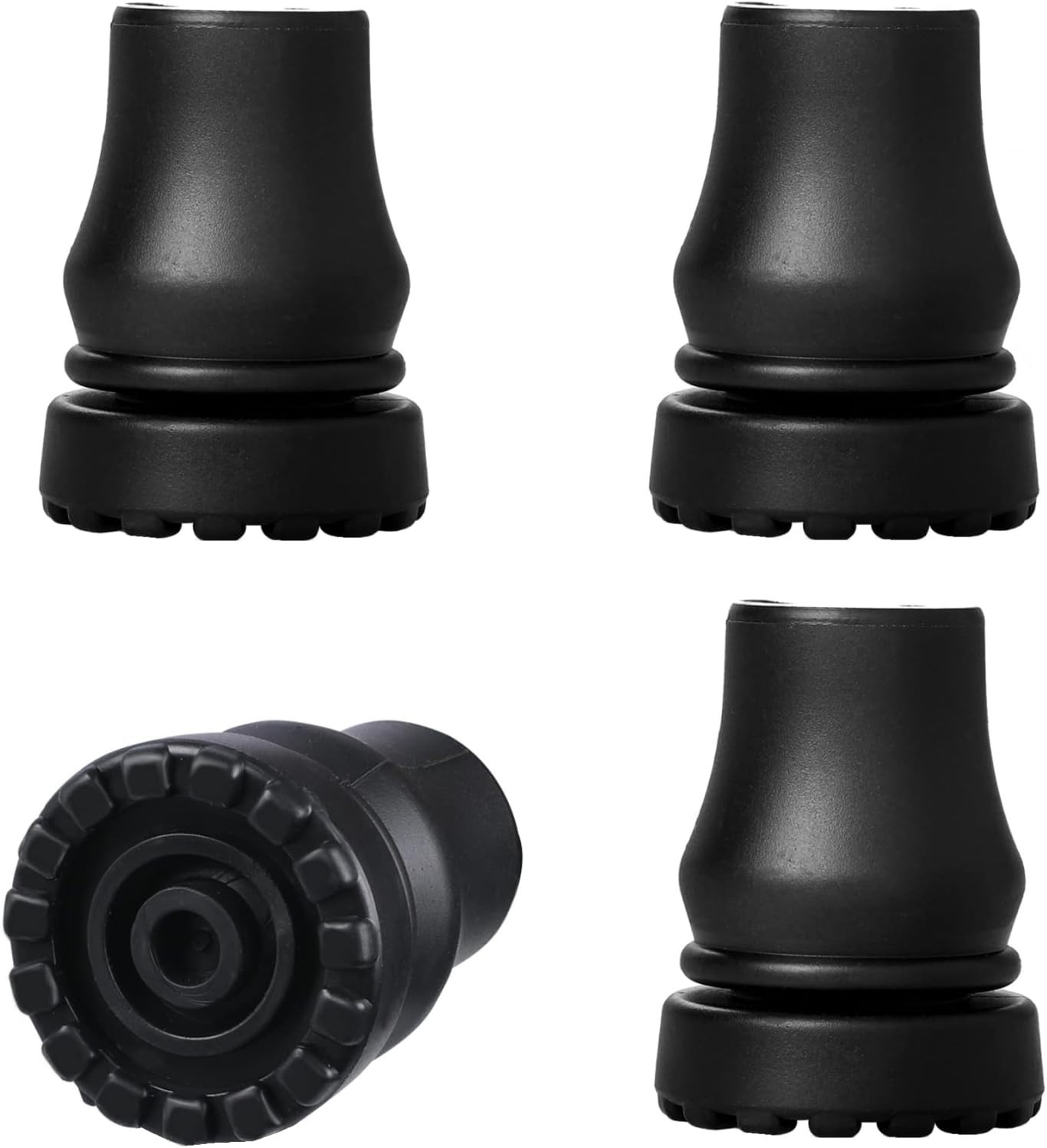 4PCS 3/4  Heavy Duty Rubber Cane Tips Anti-Slip Walking Stick Crutch Black
