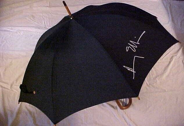 Vintage Perry Ellis Designer Logo 39 in Black Umbrella Wood Pre-owned Unused