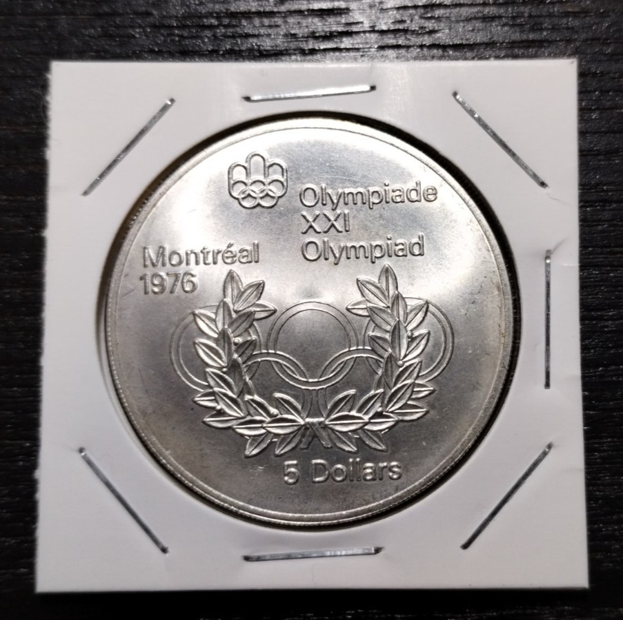 Silver 92.5% 1974 Canada 5 dollars Montreal Olympic