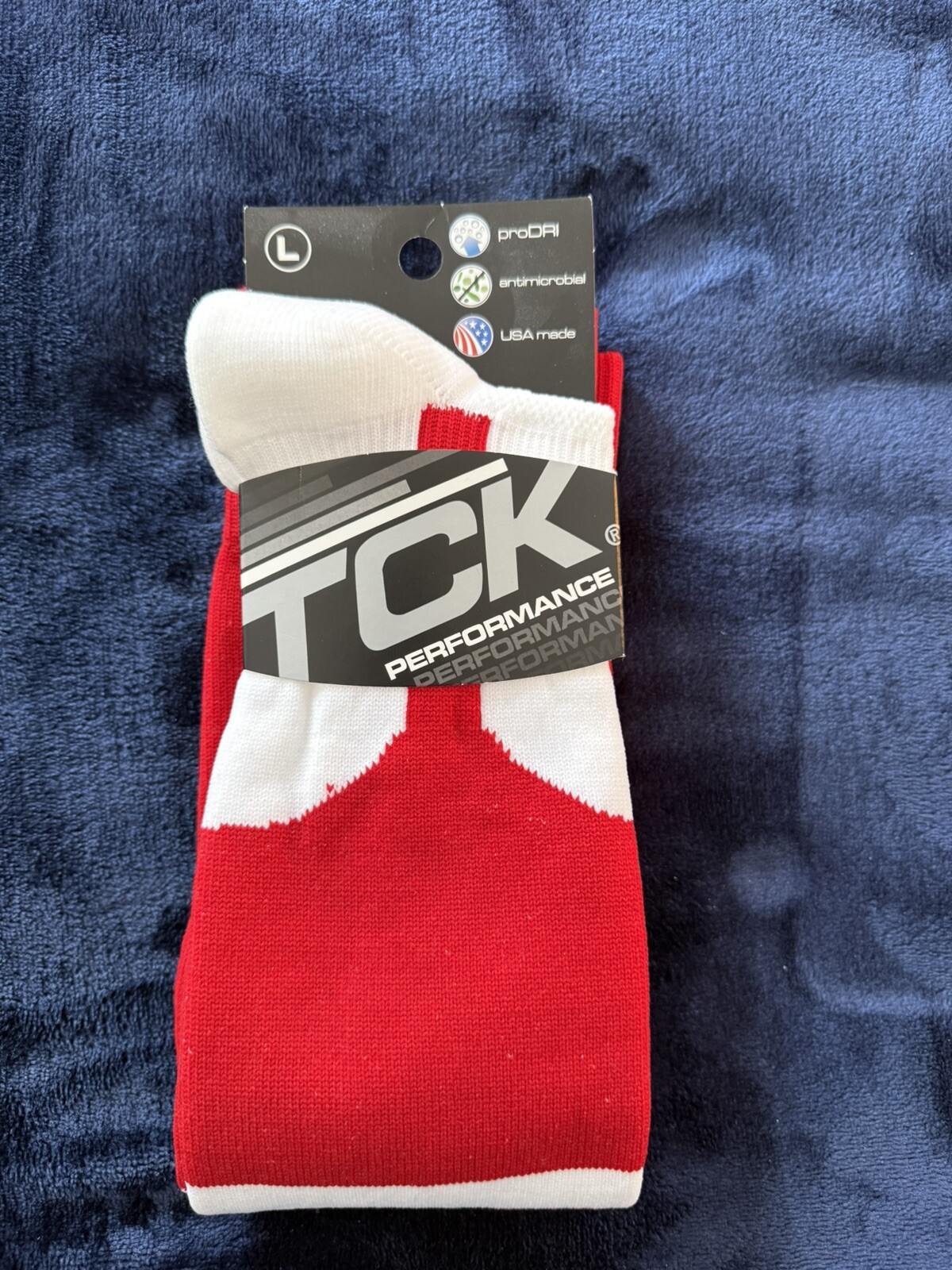 TCK Baseball Knee High Stirrup Socks Scarlet Red/ White Size L (US 9-12)