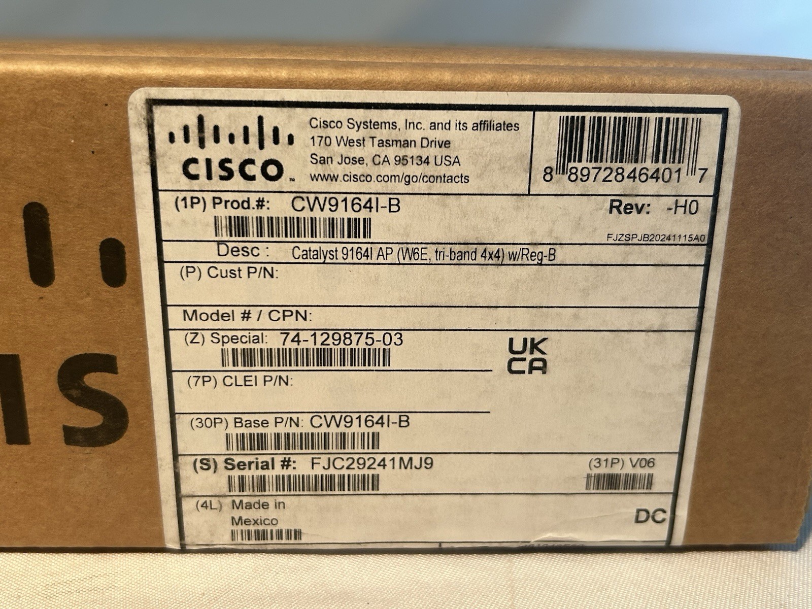Cisco CW9164I-B Catalyst 9164I AP Indoor Wireless AP WiFi 6E *New In Box*