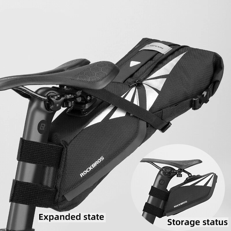 ROCKBROS Bike Large Rear Seat Saddle Bag Foldable 8L Waterproof Cycling Tail Bag