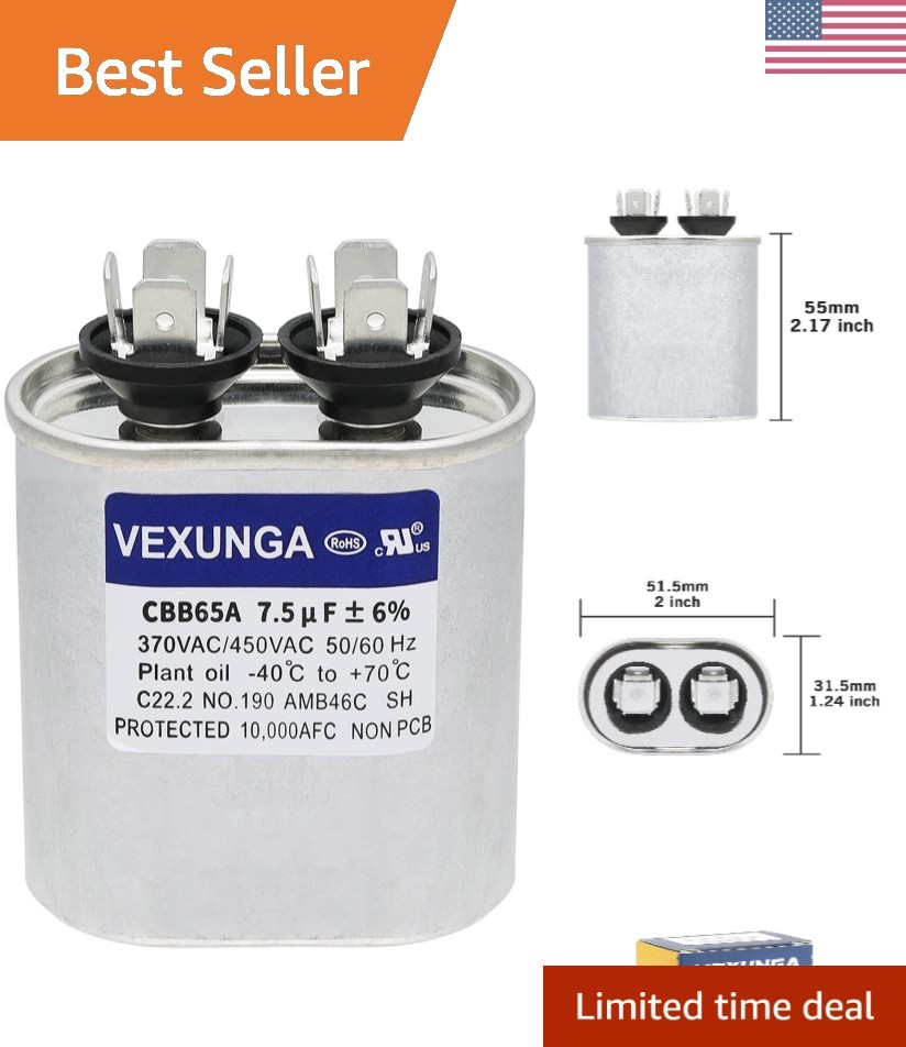 7.5uF 370/440VAC 50/60Hz Oval Run Start Capacitor 7.5 MFD 370V/440V Air Condi...