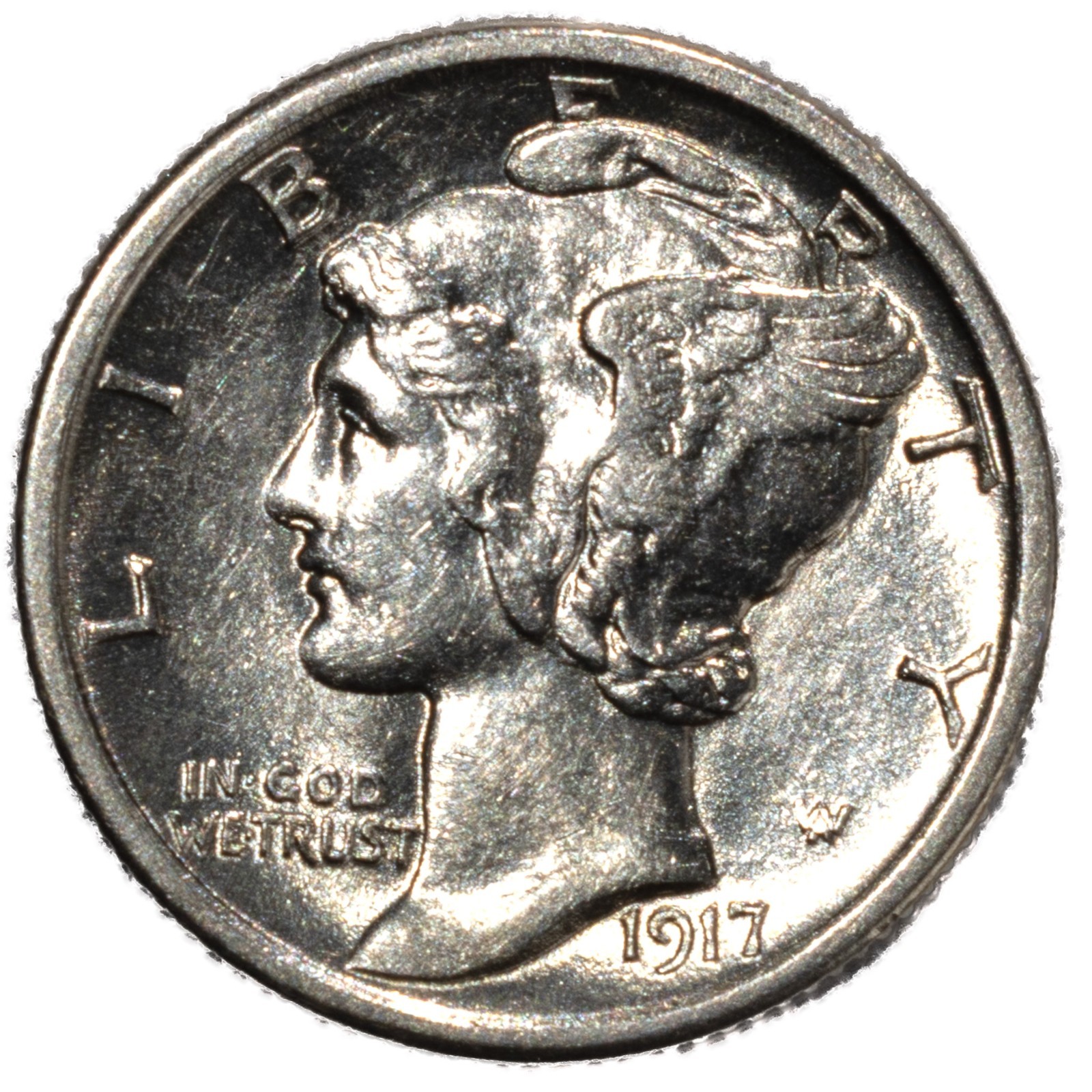 1917-S Mercury Dime 10c Brilliant Uncirculated BU+ Strong Key Date