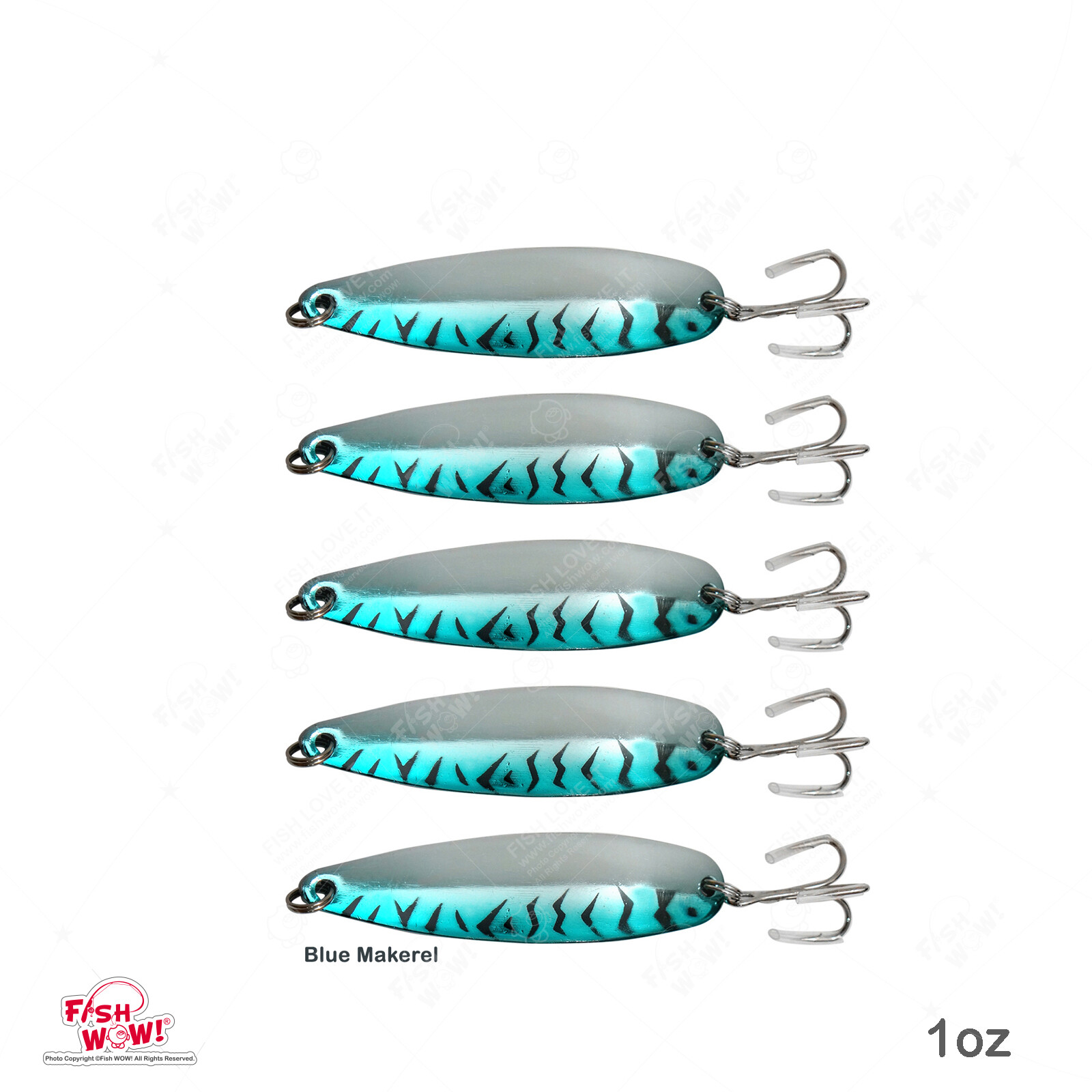 5pcs Fish WOW! 1oz crocodile Spoon jig trolling flutter Casting Lure Blue NEW