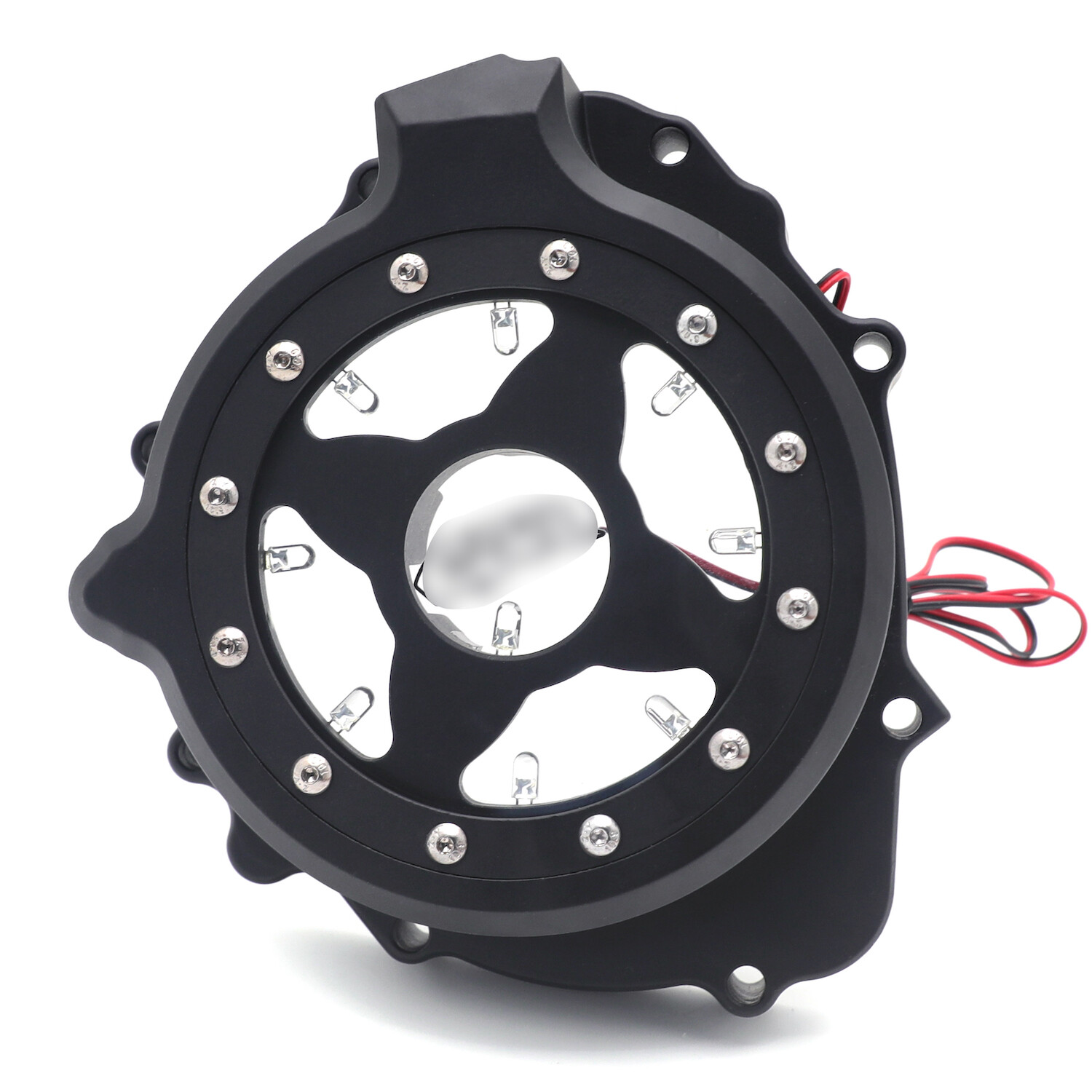 Black w/ Red LED Left Engine Stator Cover For 2003-2006 Honda CBR 600RR