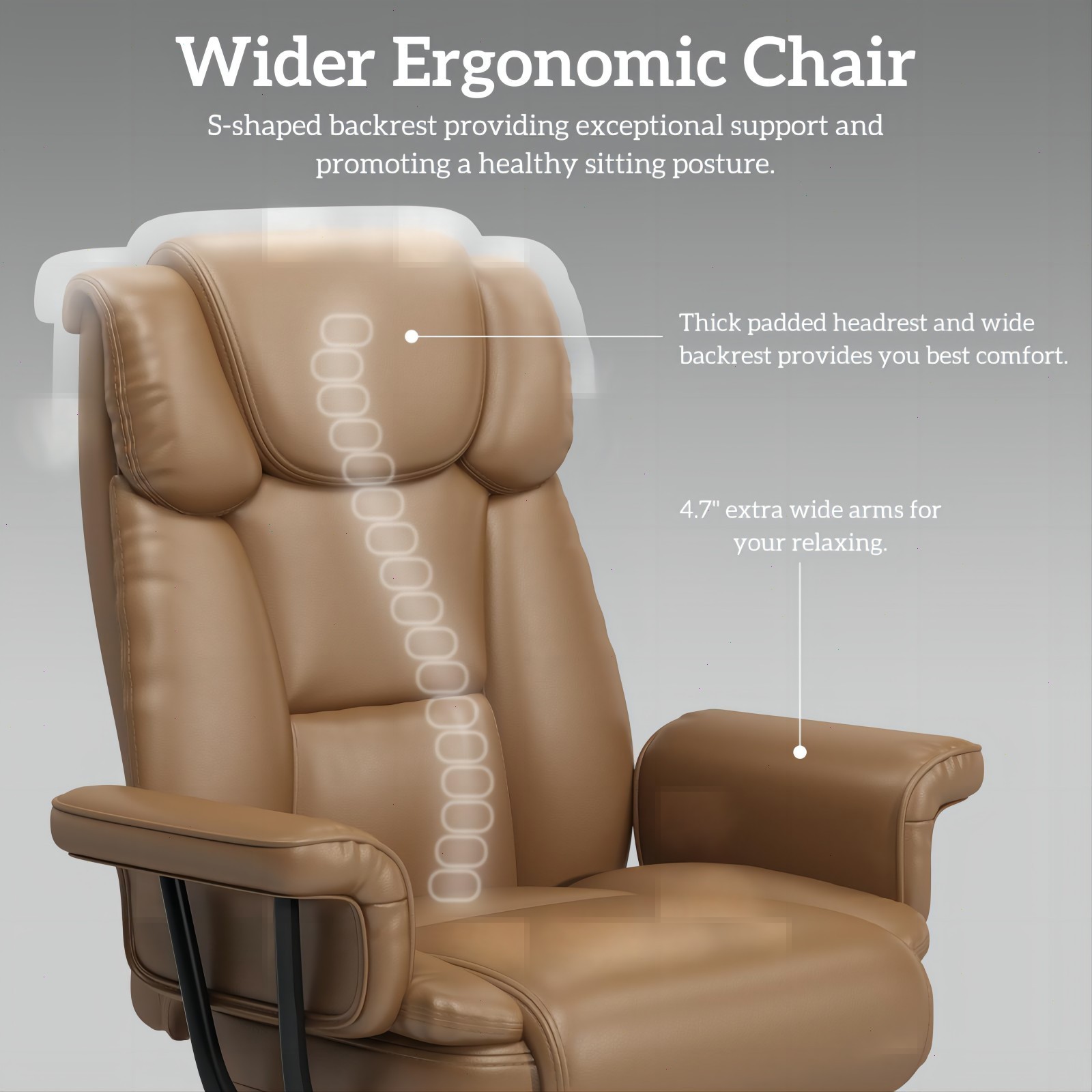 Big and Tall Office Chair Reclin with Footrest High Back Desk Chair 400LBS Brown
