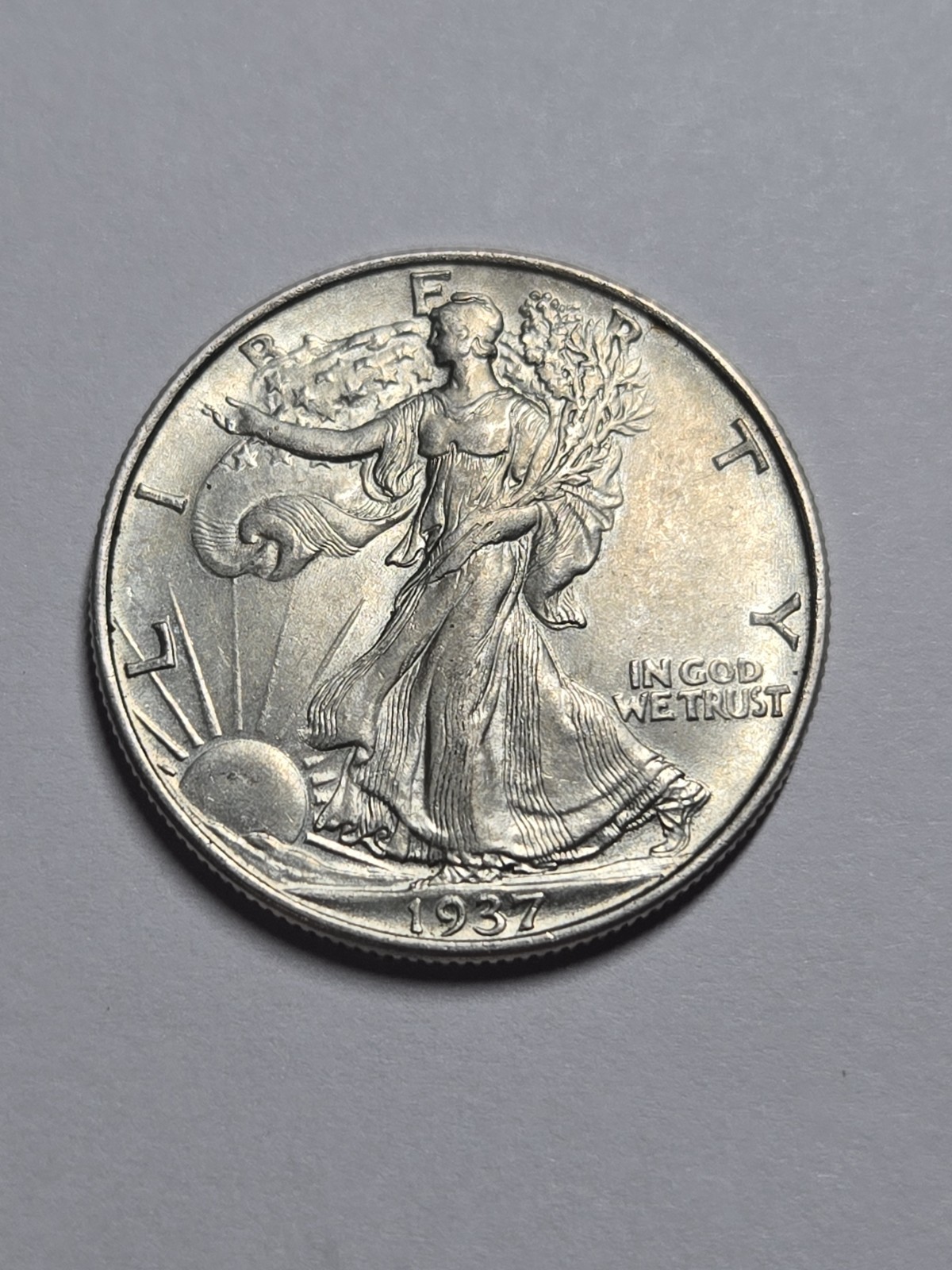 1937 Walking Liberty Half Dollar ~ Borderline Uncirculated (AU++) ~ 90% Silver