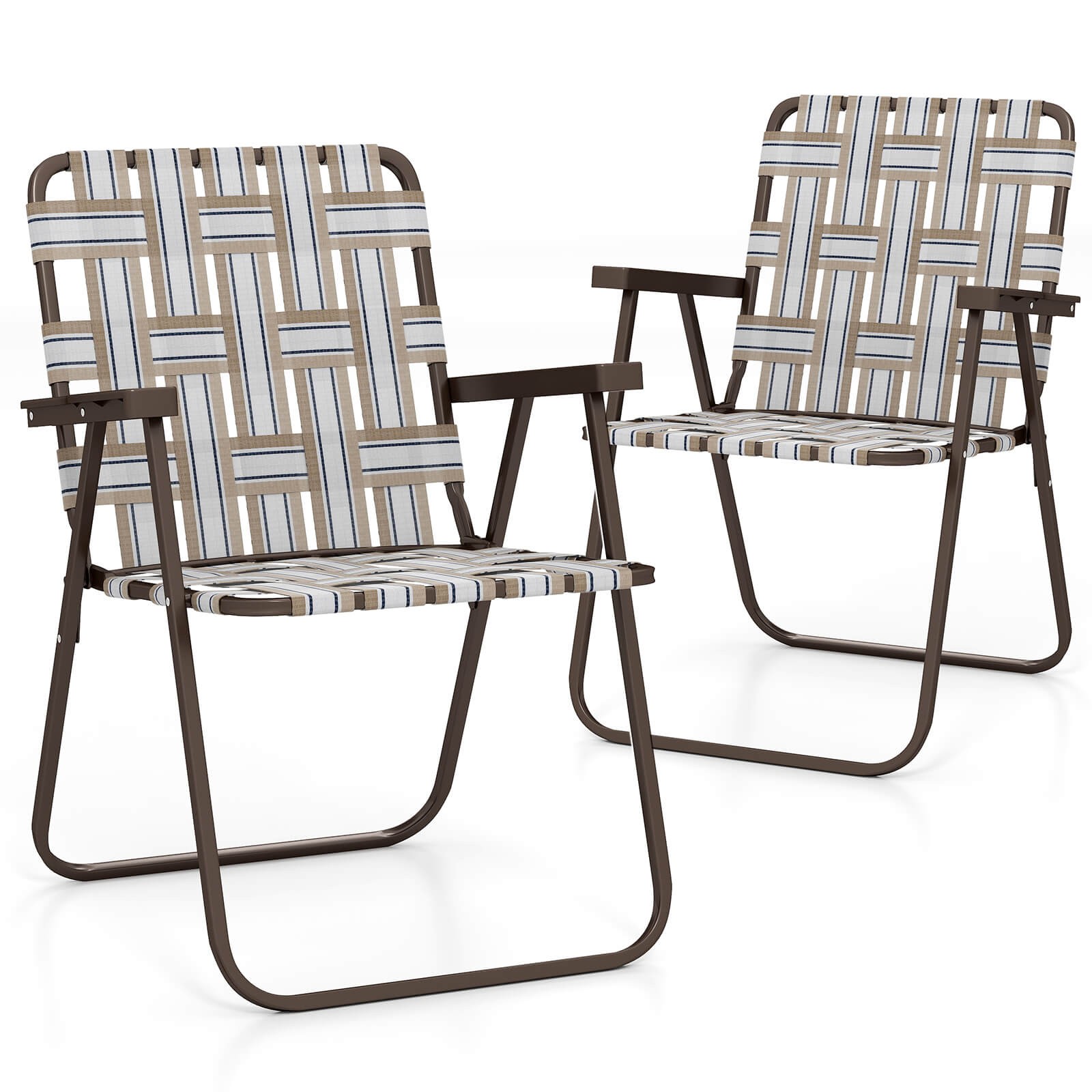 Folding Beach Chairs Set of 2 with Armrests for Adults Loads up to 330 LBS