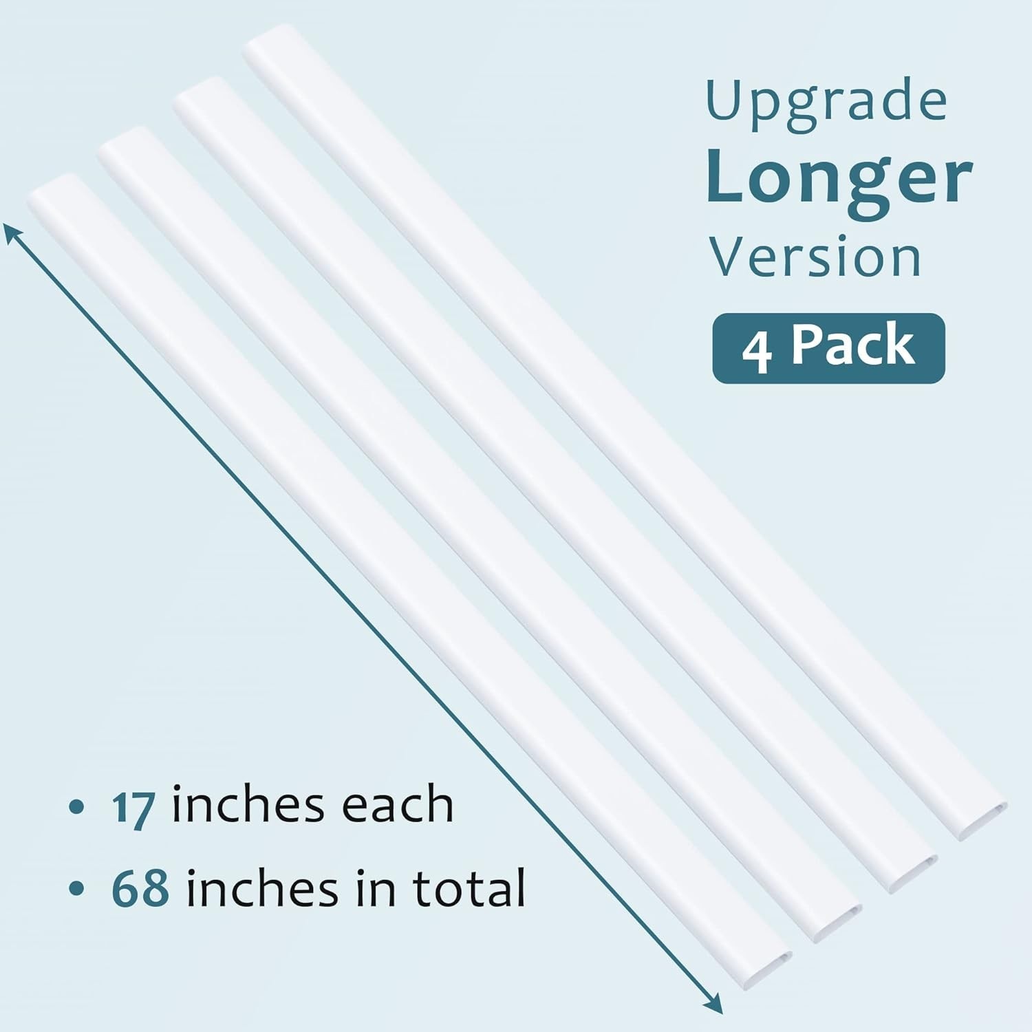 Self-Adhesive Cable Raceway for Safe & Neat Wall-Mounted TV Setup - 4 Pack