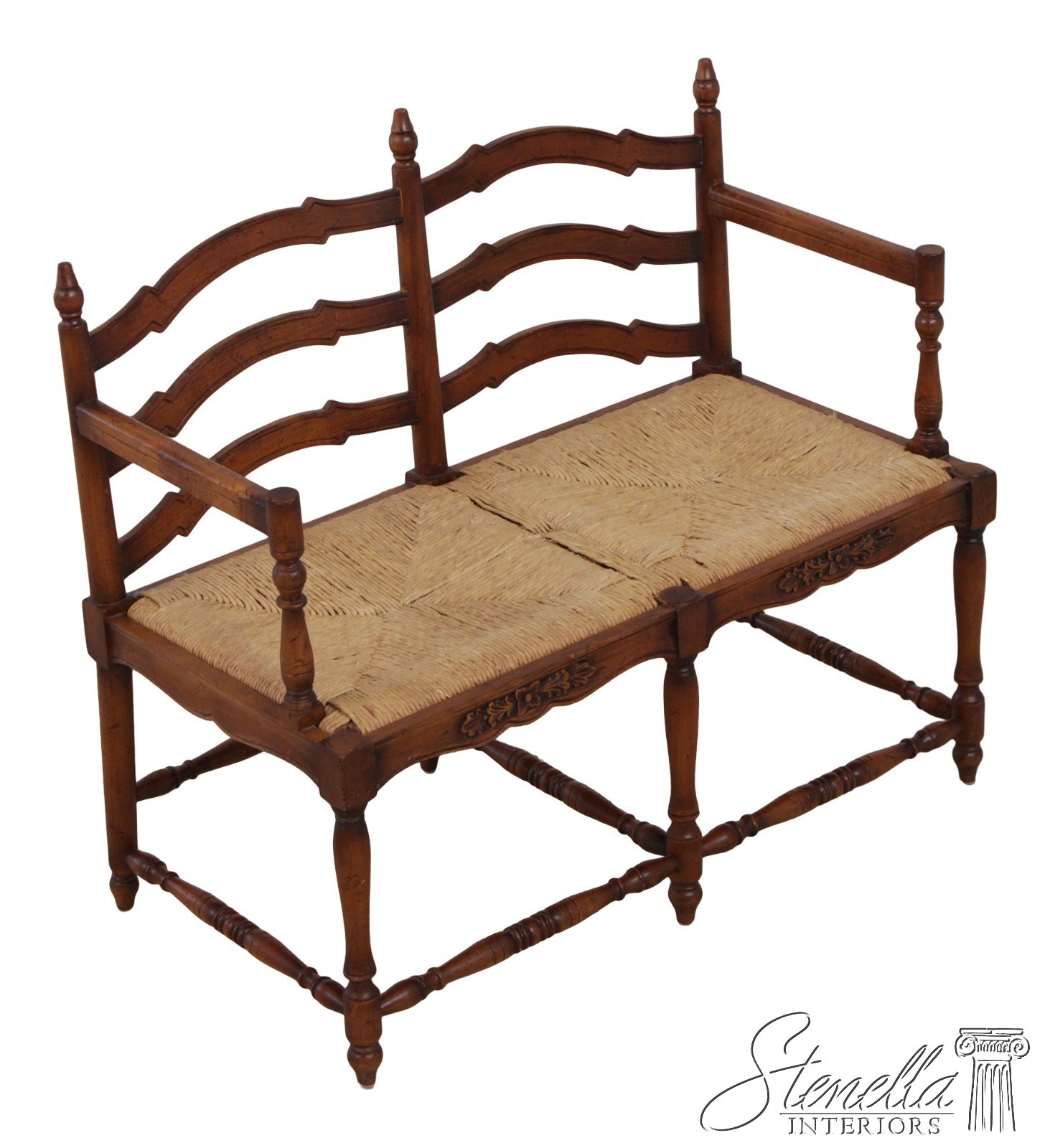 72704: Country French Rush Seat Bench