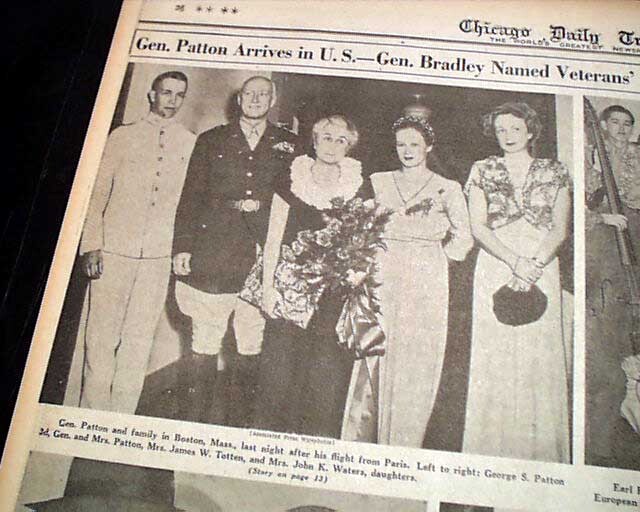 World War II GENERAL GEORGE S. PATTON Welcome Home Boston PARADE 1945 Newspaper