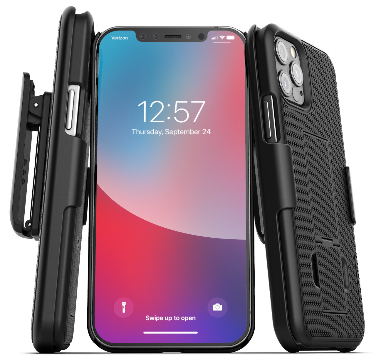 iPhone 12 / Pro / Max Belt Clip Case (2020) Slim Cover with Holster - Black