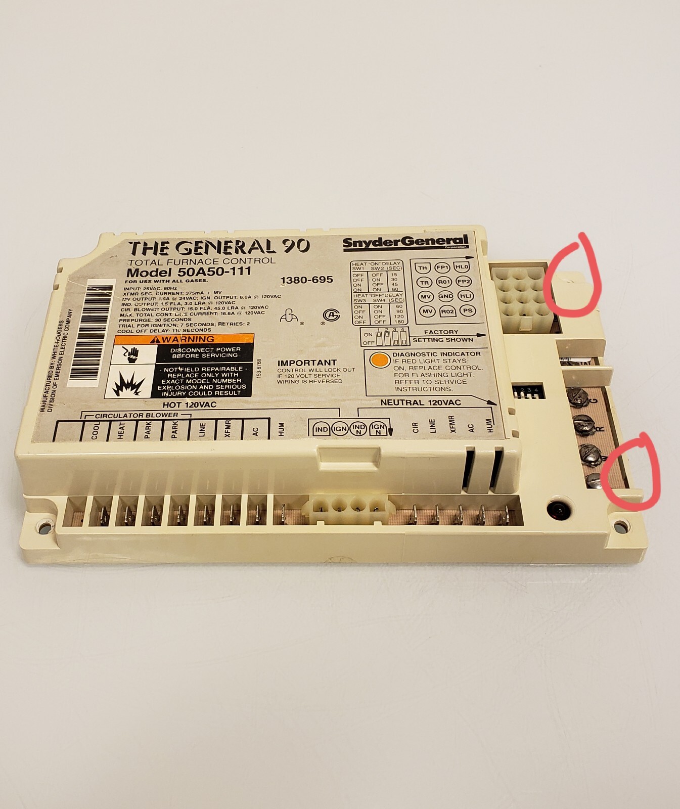 50A50-111 1380-695 153-6768 OEM control board of Snyder General Furnace