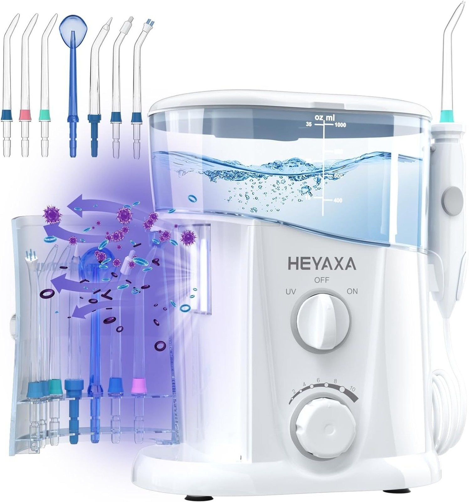 Water Dental Flosser for Teeth Cleaning with 1000ML Large Capacity and UV Sto...