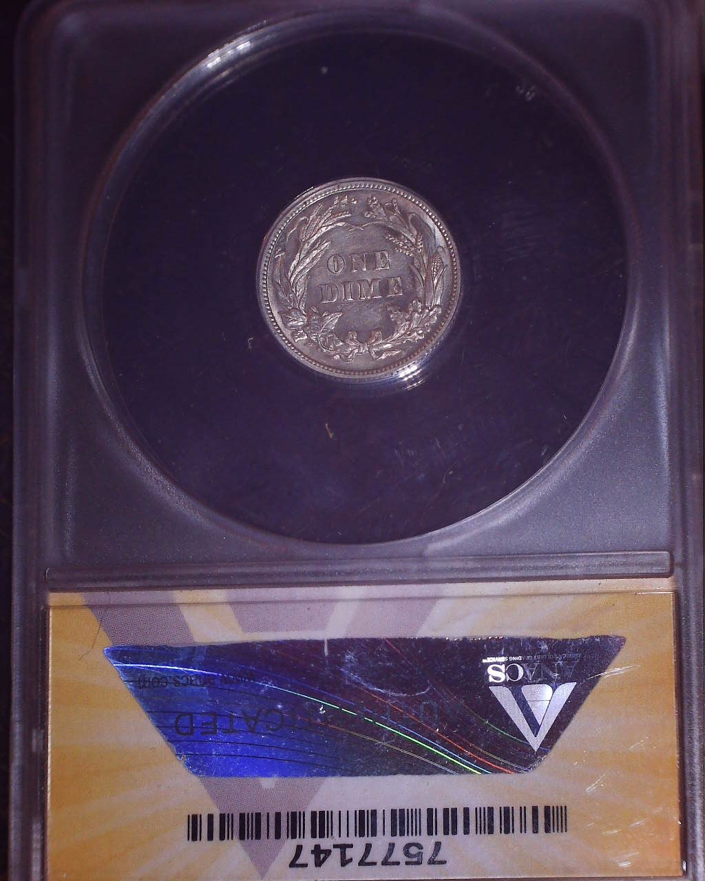 1916 Barber Dime, ANACS AU55 Cleaned