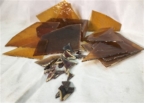 Honey Gold Stained Glass Reclaimed Church Window Shards Fragments, Art Glass M,