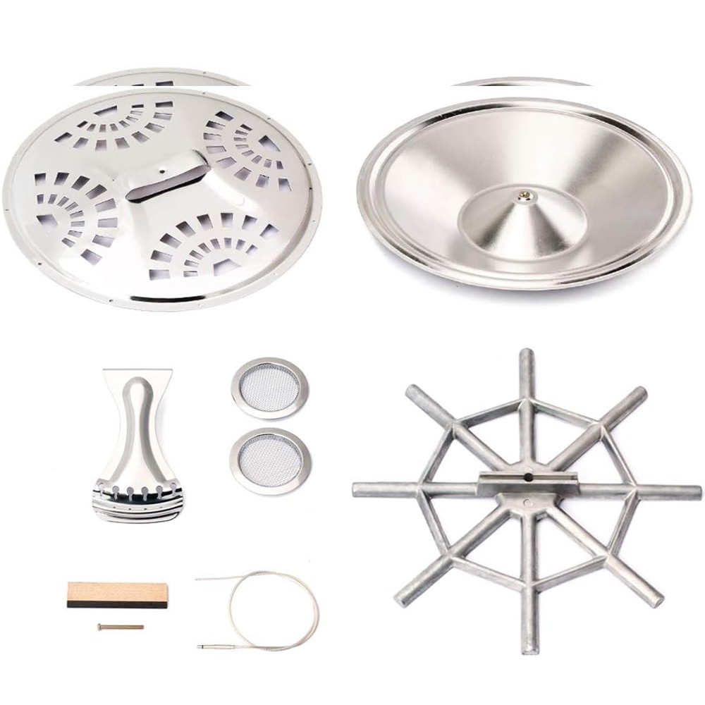 9Pcs Dobro Guitar Spider Bridge Soundhole Screen Tailpiece Resonator Cones Sets