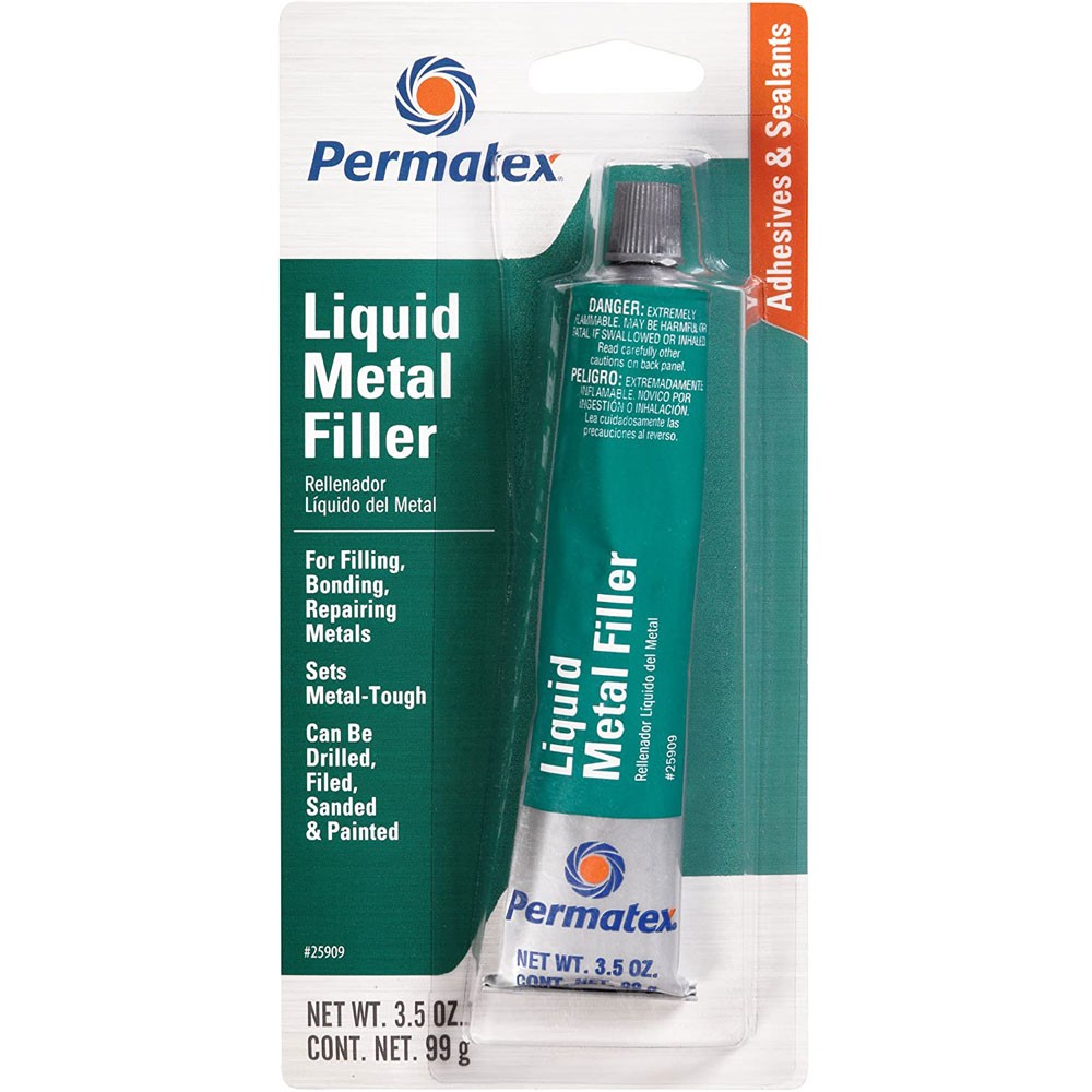 Permatex Metal Repair Compound 25909; Liquid Metal Filler 3.5 oz. Squeeze Tube