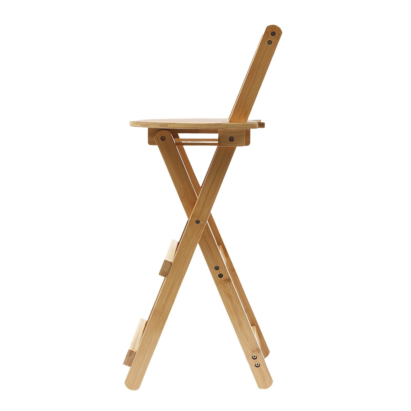 Portable Folding Bamboo Stool Tall Chair Foldable Bar Stool Porch Kitchen Chair