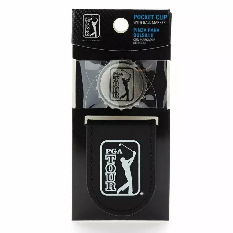 NEW PGA Golf Tour Black Pocket Clip with Ball Marker, Magnetic closure