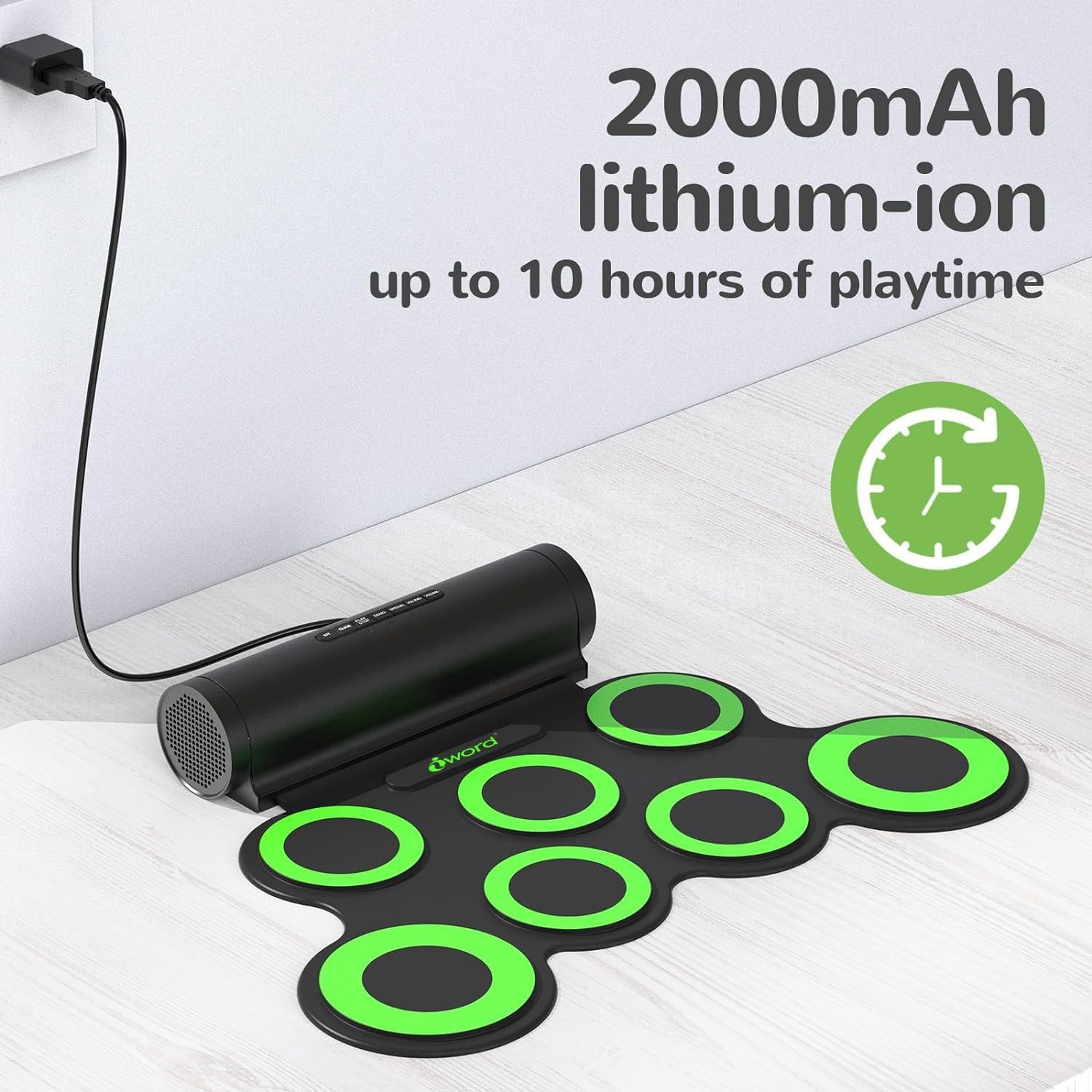 Electronic Drum Set, Roll Up Drum Practice Pad Midi Drum Kit with Headphone Jack