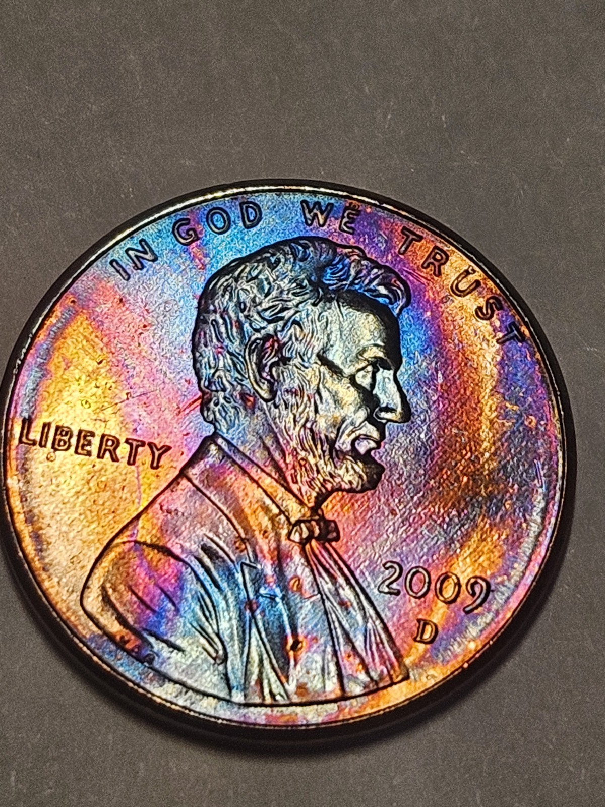 2009 D Lincoln-(Formative Years)-Colorful Toned-(Rainbow toned)-see pics #1382