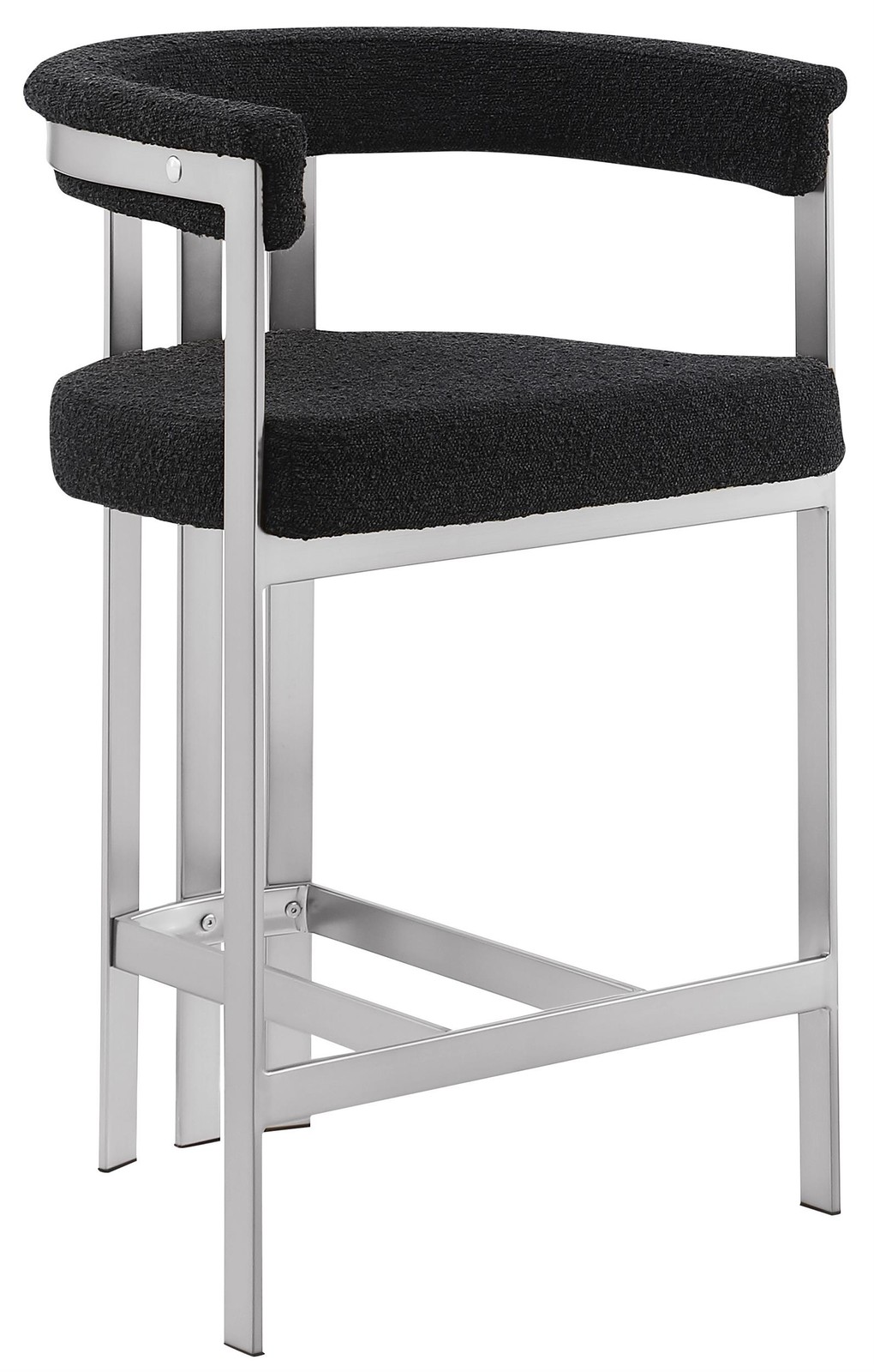Best Quality Furniture Single 29" Barstool in Black Boucle Fabric