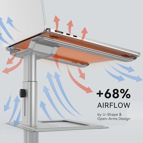 Adjustable Laptop Stand for Desk, Computer Stand, Ergonomic Laptop Silver