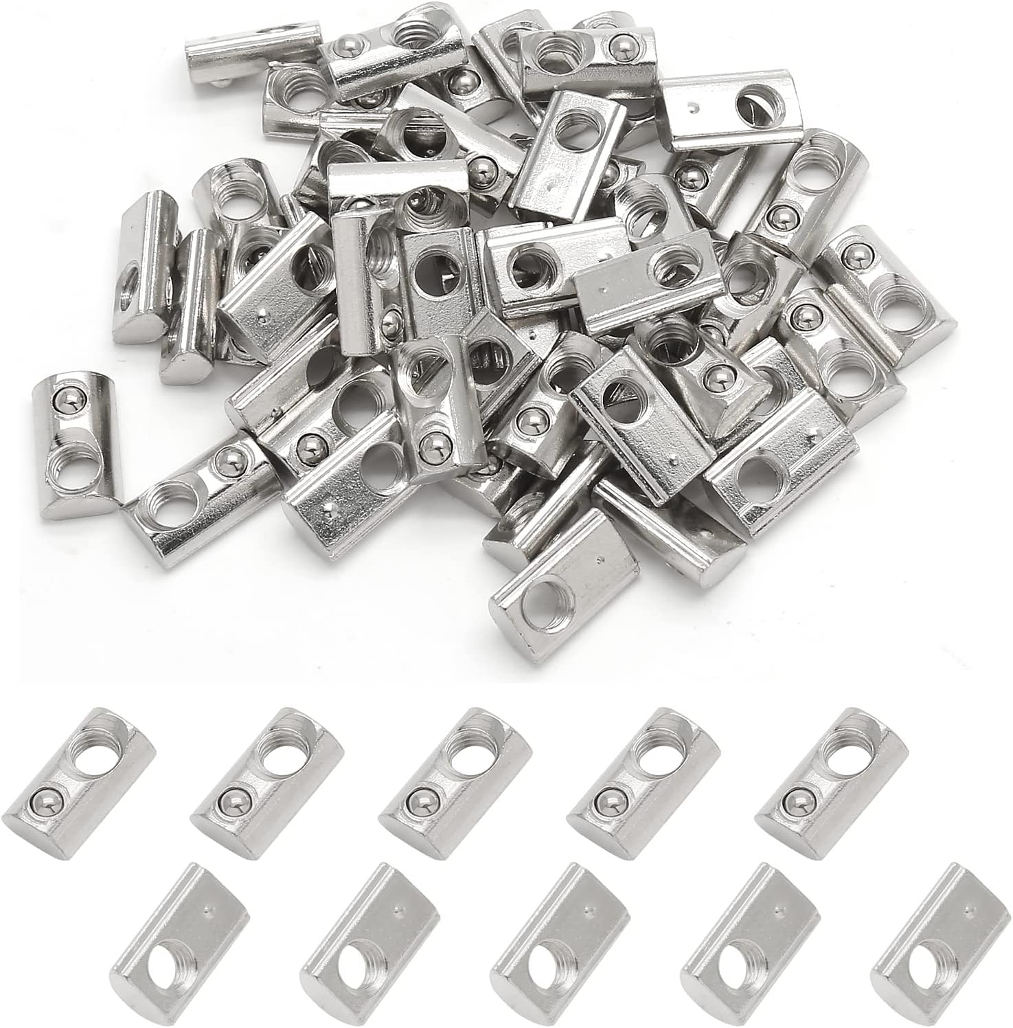 100Pcs M5 Spring T Nut 2020 Aluminum Extrusion T Nuts, Roll-In T Spring Nuts, M5