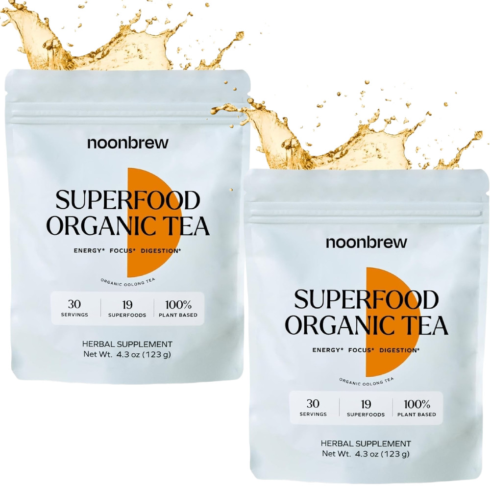 NoonBrew Oolong Mushroom Tea – Natural Energy, Focus & Mood Support, 60 Servings