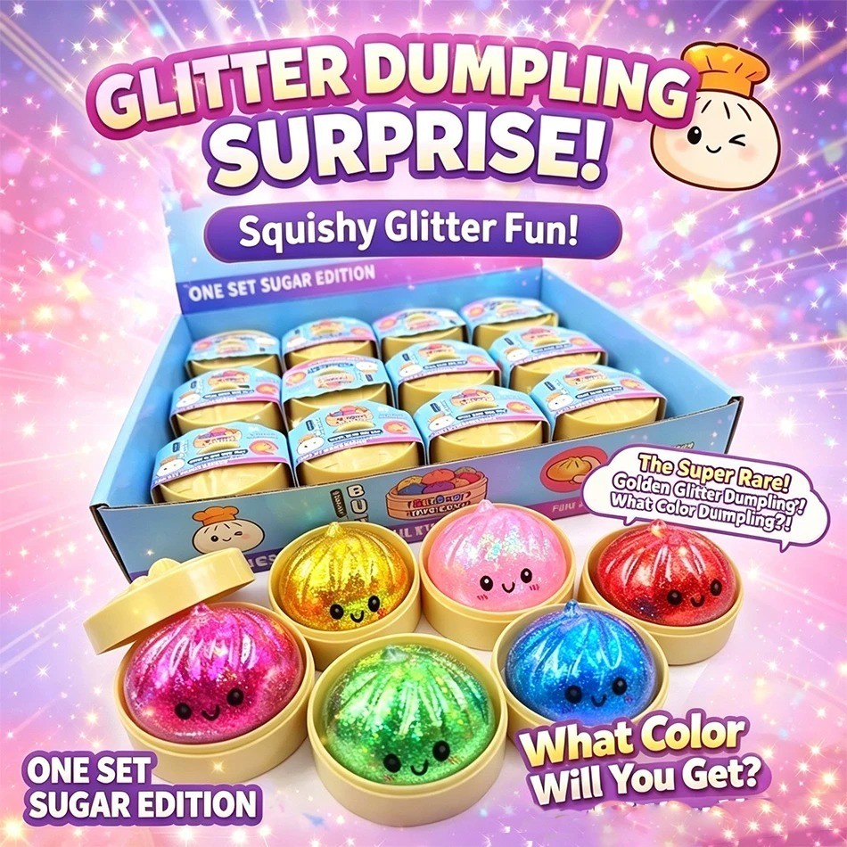 Crazy Fun Mystery Squishy Bun Mystery Dumpling GLITTER USA...