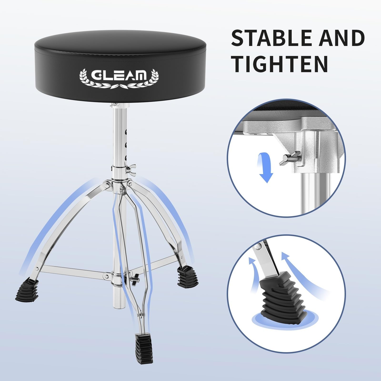 GLEAM Drum Throne Height Adjustable - Drum Seat Thick Padded Universal Drum S...