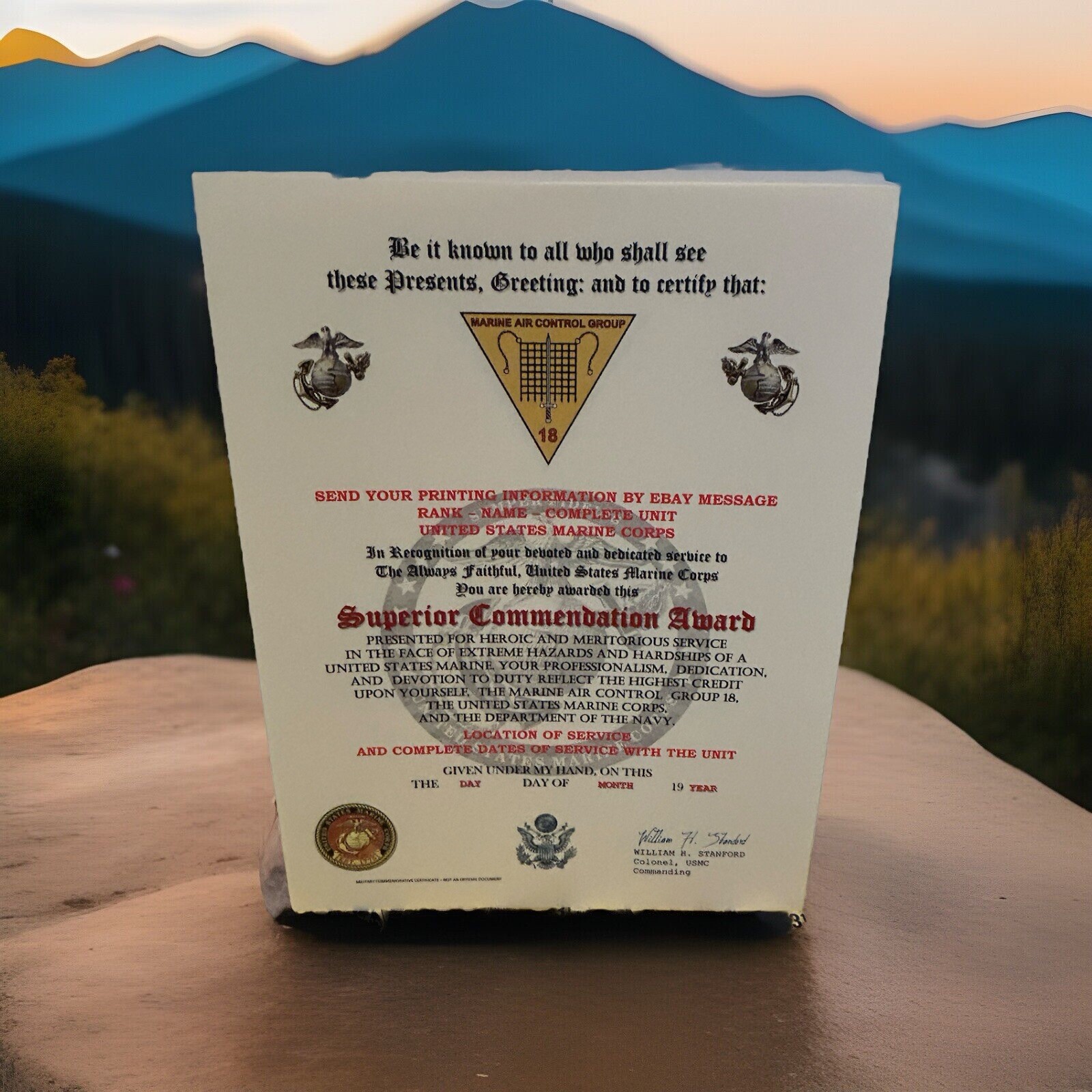 U.S.M.C. / MARINE AIR CONTROL GROUP 18 - SUPERIOR COMMENDATION AWARD