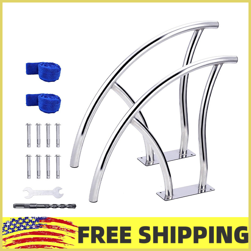 ✨304 Stainless Steel Pool Handrail (2-Pack 30"X30"),Blue Non-Slip Grips,Pool Rai