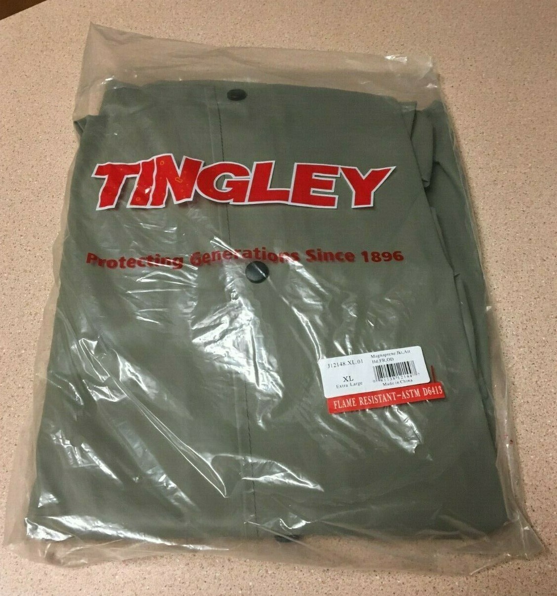 TINGLEY MAGNAPRENE J12148 TAN JACKET XL FLAME RESISTANT & RAINPROOF
