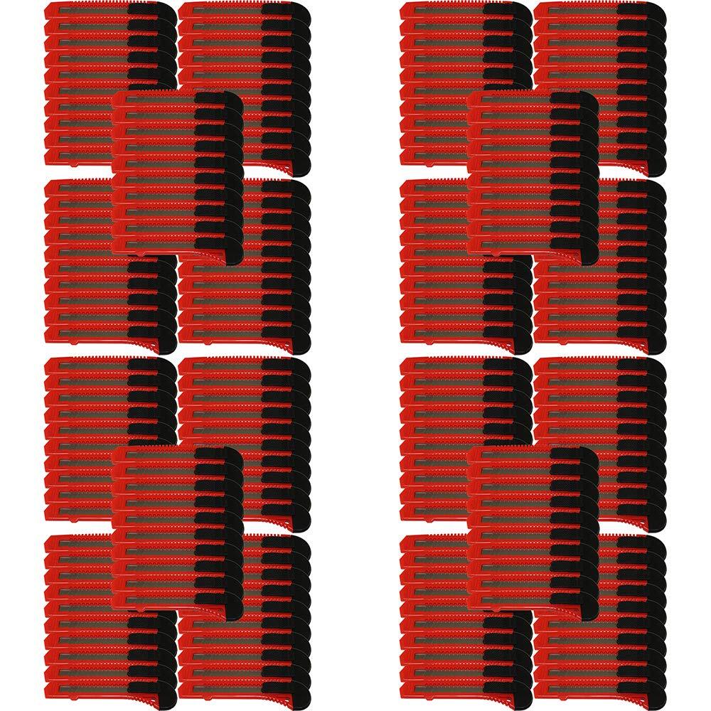 100 One Hundred Bulk Red Utility Knives Box Cutters Snap Off Blades