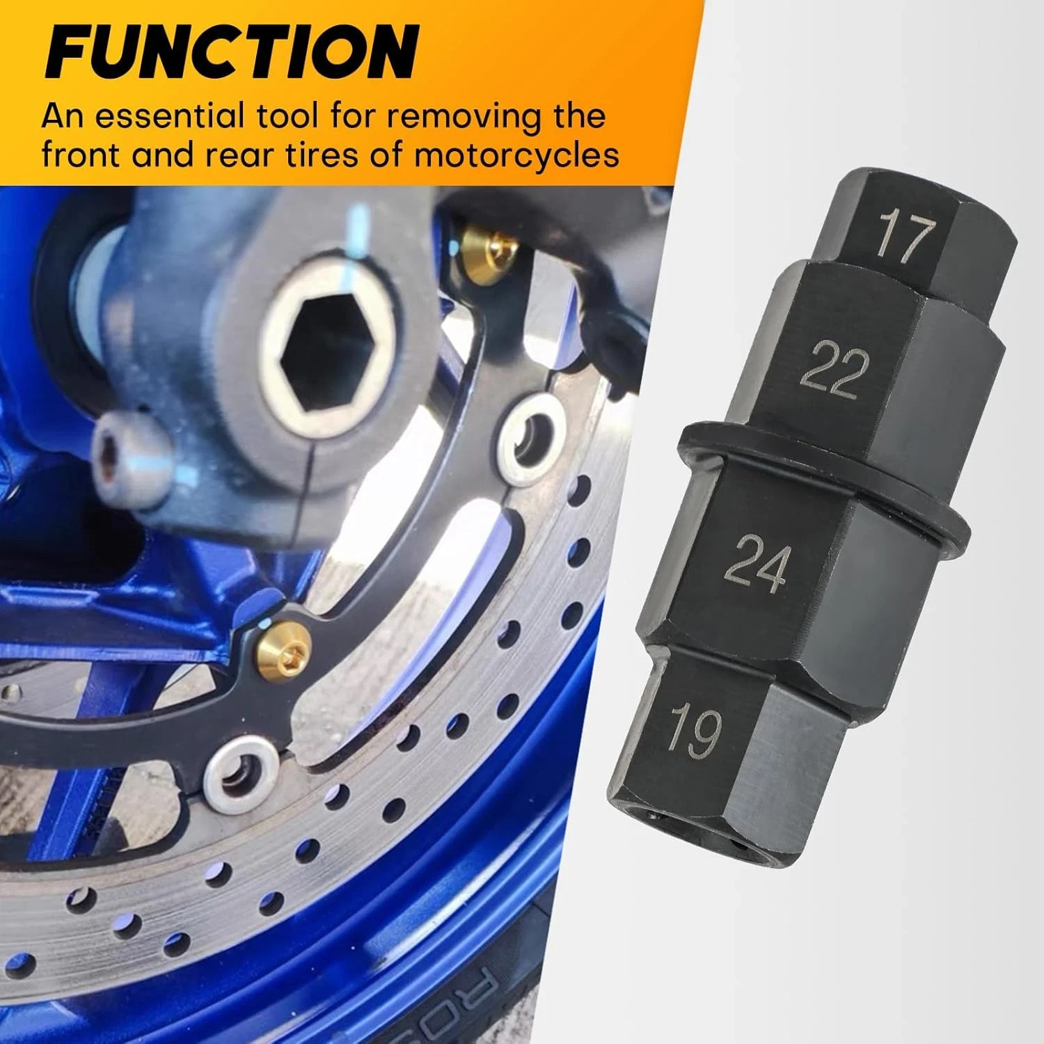 Hex Axle Motorcycle Tool | Hex Allen Front Wheel Spindle Socket Adapter, Hex Bit